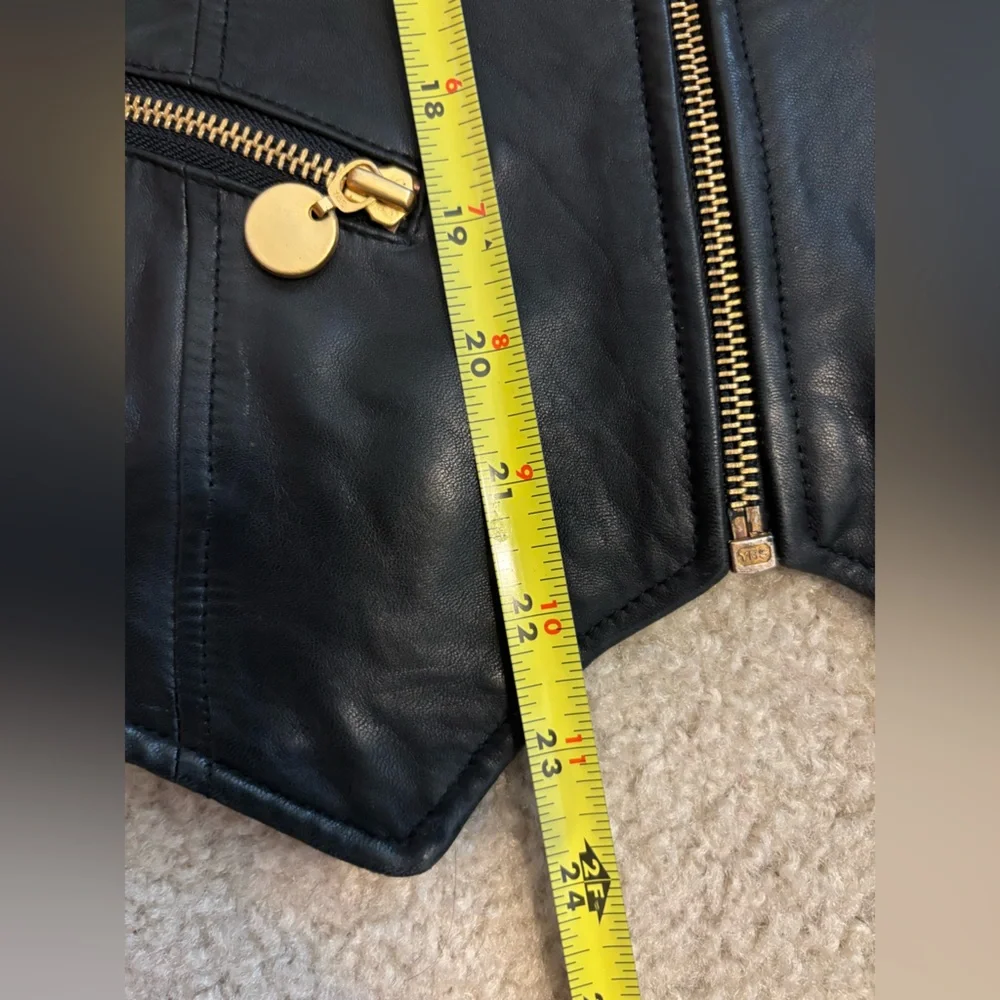 Siena Studio Vintage Leather Gold Accent Full Zip Black Vest Women’s Size Small - Picture 7 of 13